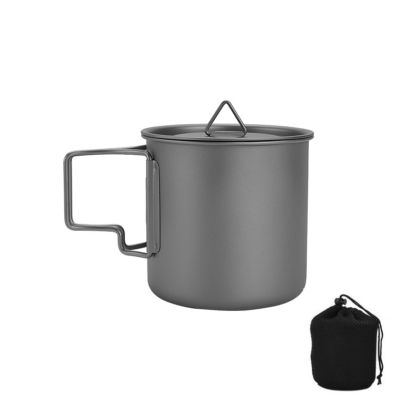 Camping Cooking Pack - Titanium Camping Mug with Folding Handle