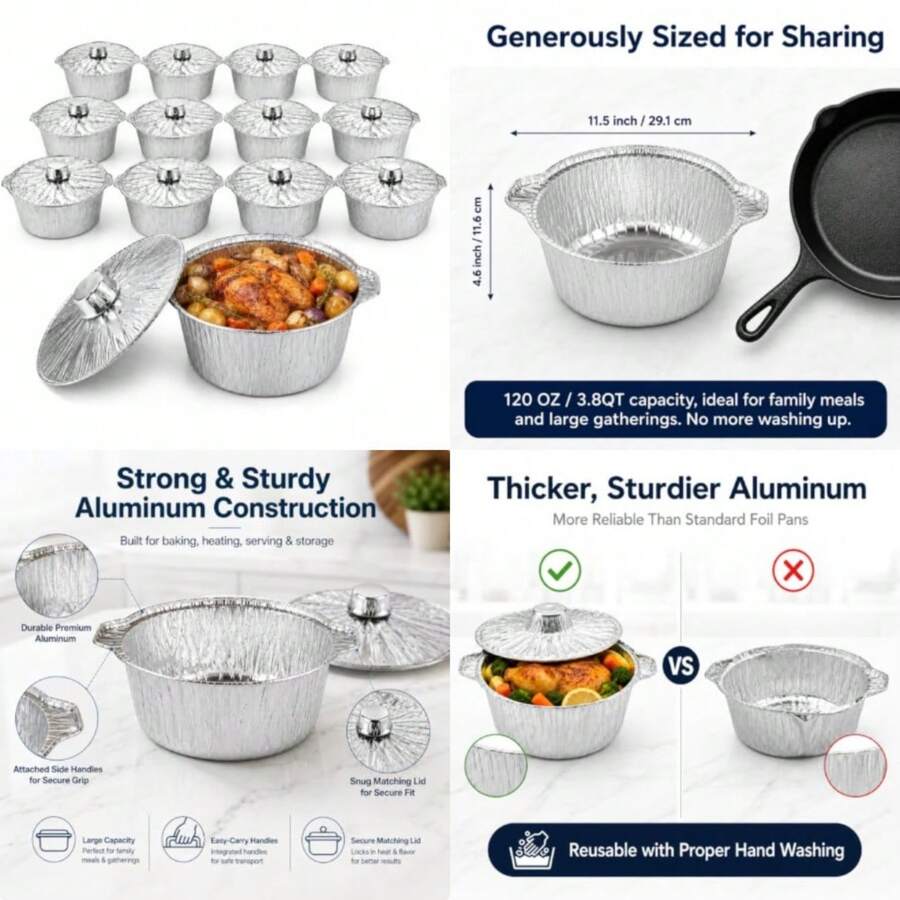 Camping Cooking Pack - 12 Pack Disposable Pot With Lid,