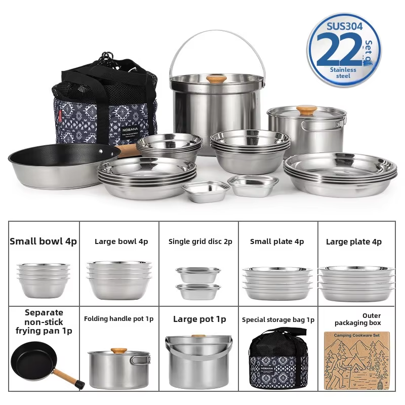 Camping Cooking Pack - NOBANA Newest Outdoor Stainless Steel Pot