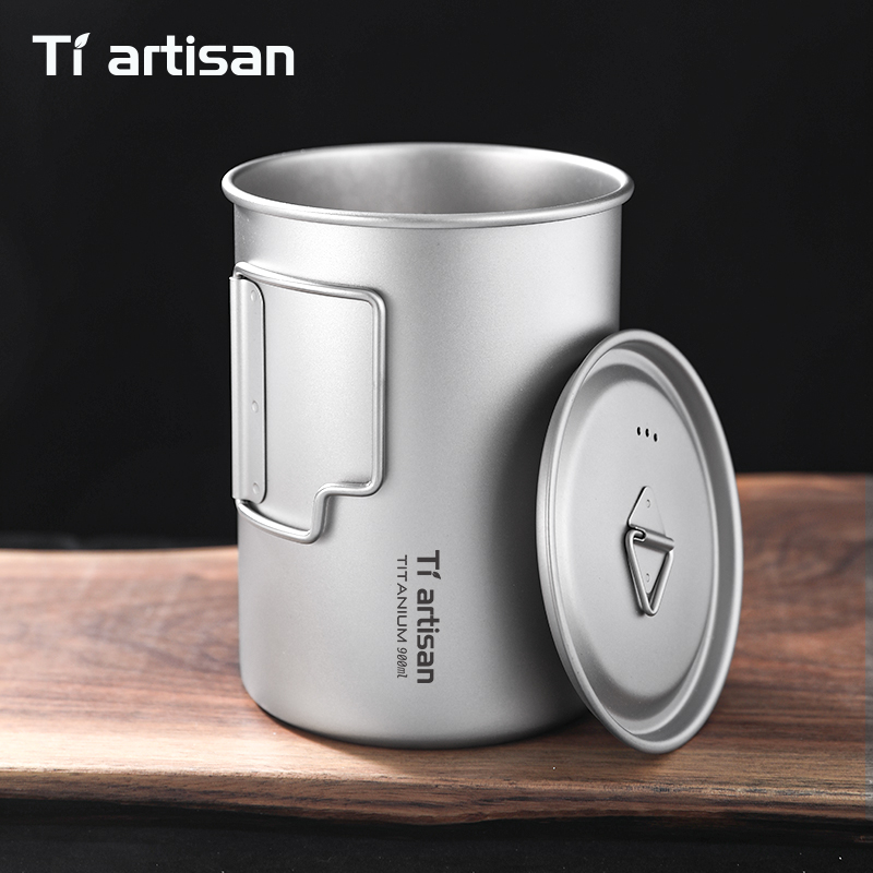 Camping Cooking Utilities - Tiartisan 750ml/ 900ml Titanium Foldable Handle