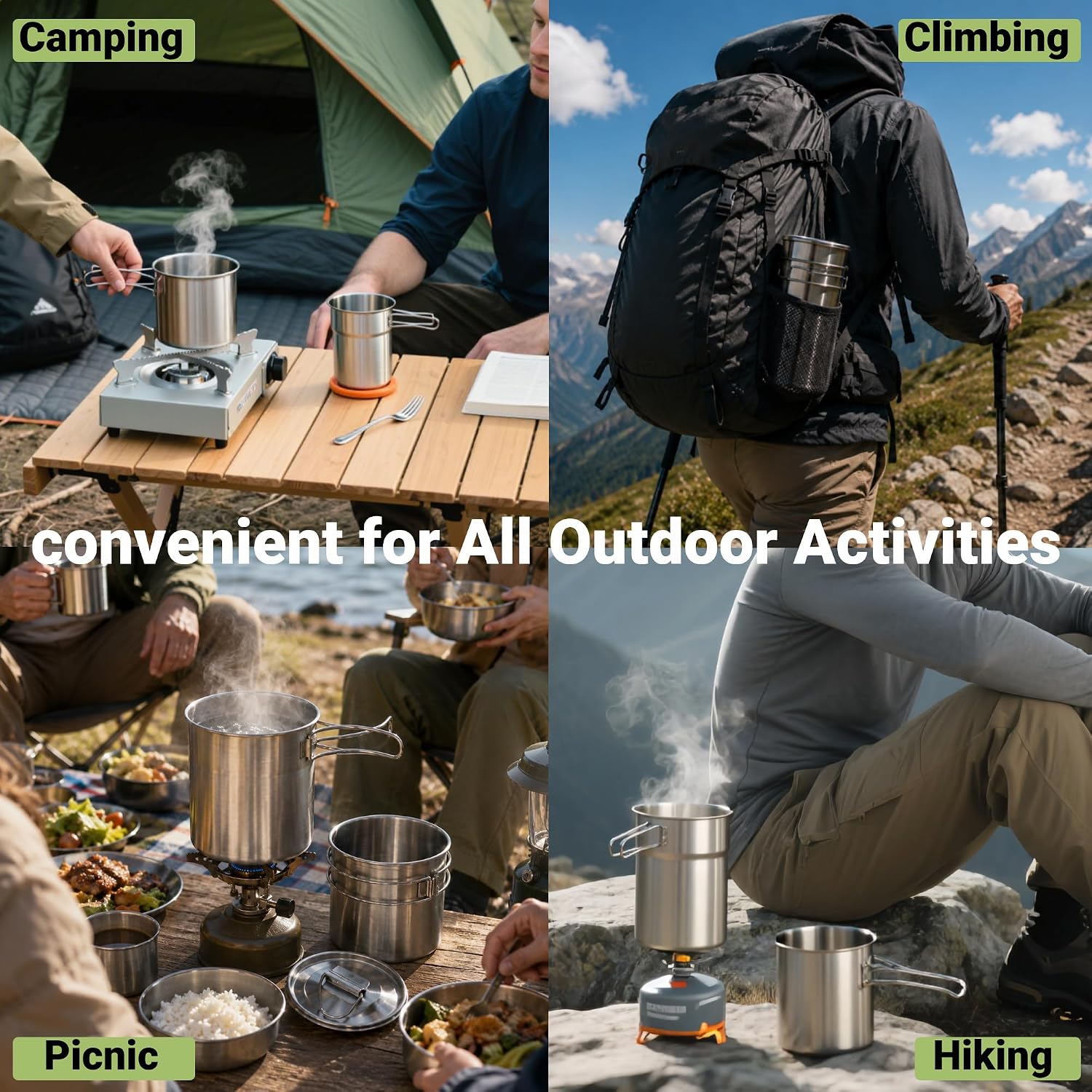 Foldable Camping Cups Mugs Cam - Camping Cooking Pack recension och pris