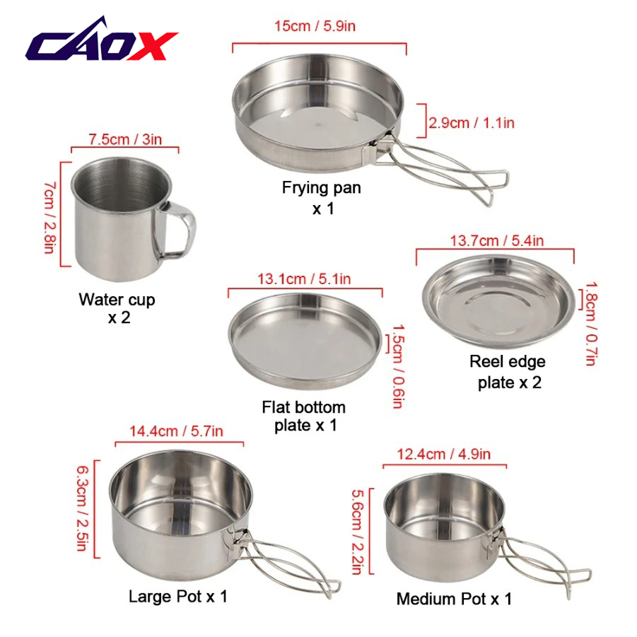 CAOX 8pcs/Set Camping Cookware - Camping Cooking Ware Set recension och pris