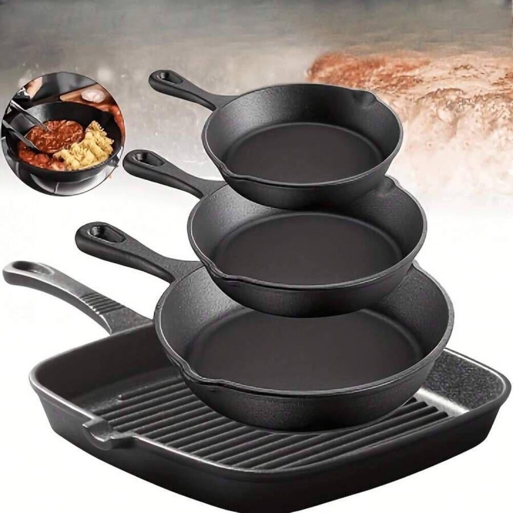 4-Piece Cast Iron Cookware Set - Camping Cooking Ware Set recension och pris