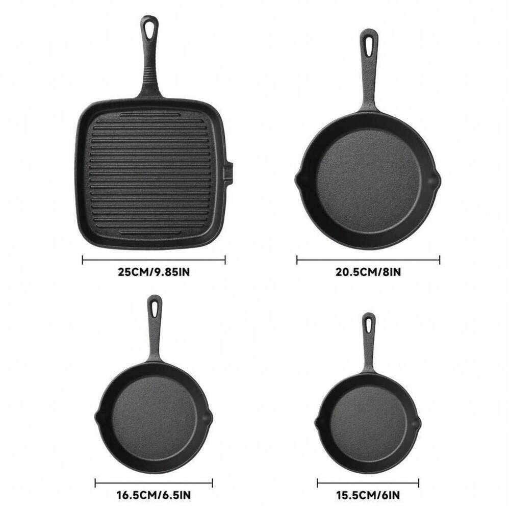 4-Piece Cast Iron Cookware Set - Camping Cooking Ware Set recension och pris