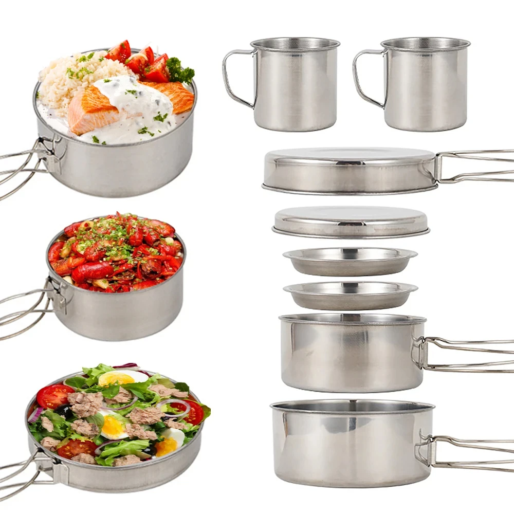 8pcs/Set Camping Cookware Mess - Camping Cooking Pack recension och pris