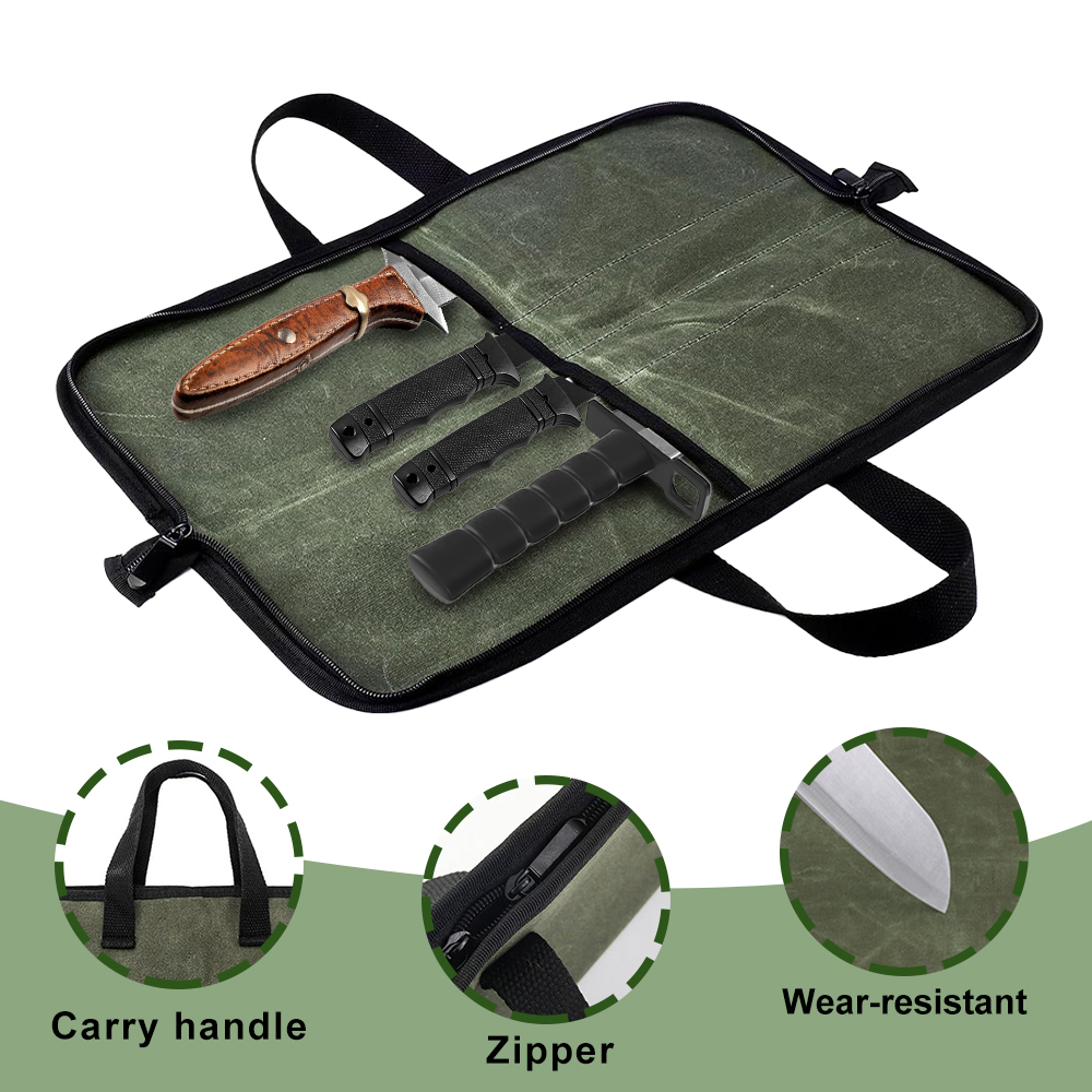 Waxed Canvas Knife Roll Bag Mu - Camping Cooking Pack recension och pris