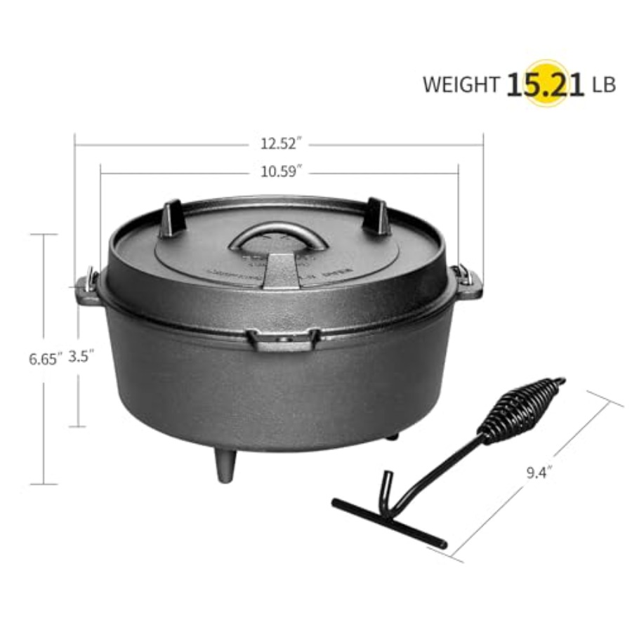 Pre-Seasoned Cast Iron Dutch O - Camp Dutch Oven Cast recension och pris