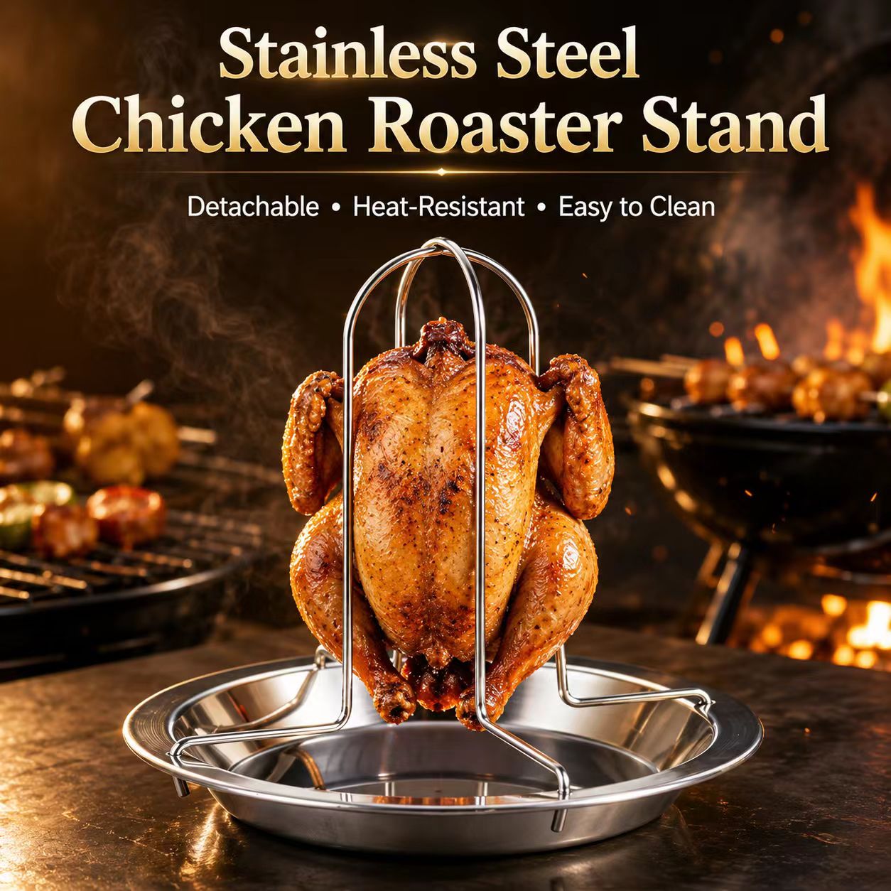 Portable Whole Chicken BBQ Gri - Camping Cooking Grill recension och pris