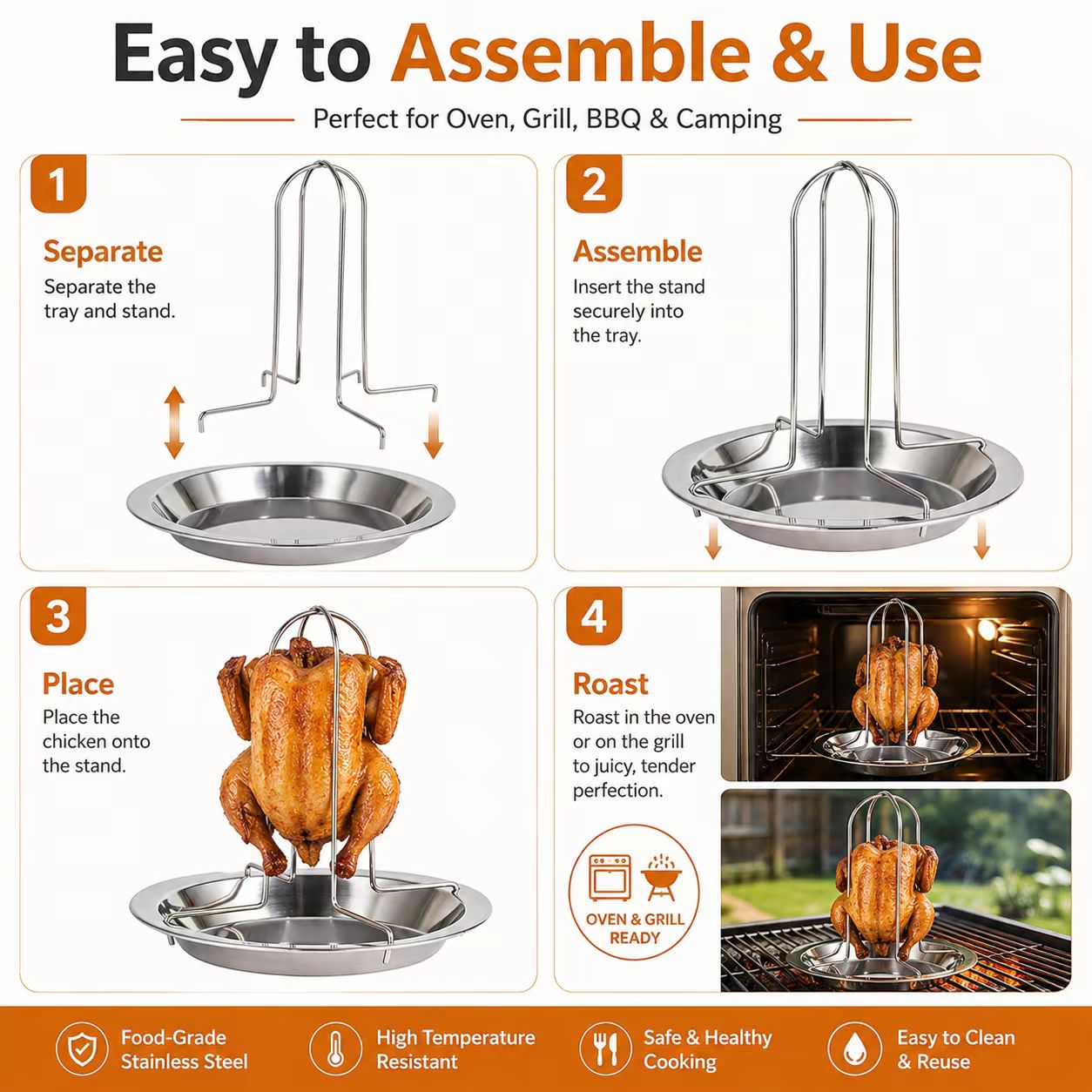 Portable Whole Chicken BBQ Gri - Camping Cooking Grill recension och pris