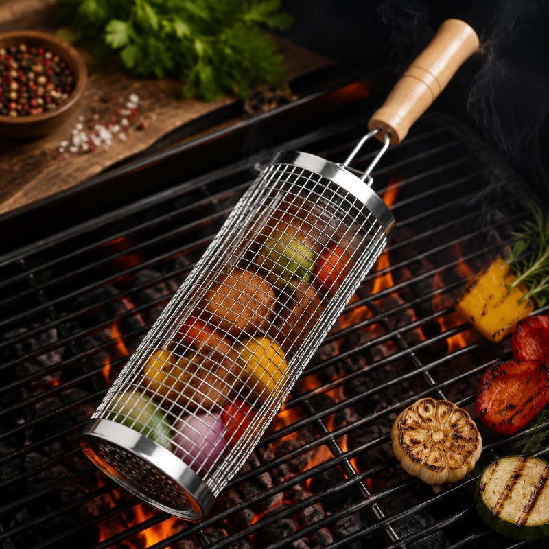Round Barbecue Grill Basket Se - Camping Cooking Grill recension och pris