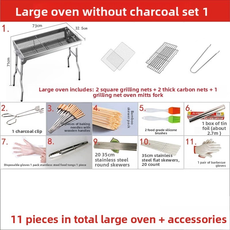 Large Folding Charcoal Barbecu - Camping Cooking Grill recension och pris