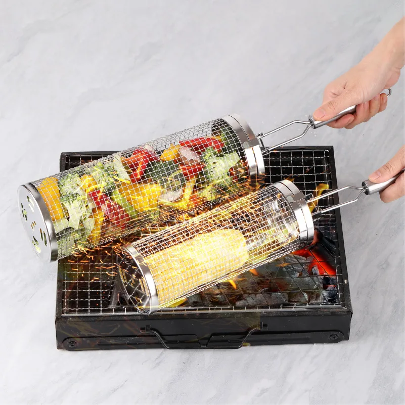 Stainless Steel Rolling Grill  - Camping Cooking Vegetables recension och pris