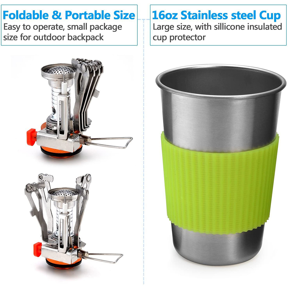 Camping Cookware Kit with Stov - Camping Cooking Pack recension och pris